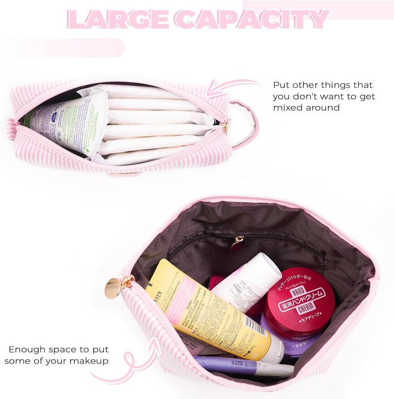 Btffitting Birthday Christmas Gifts for 10 11 12 13 14 15 16 17 18 Years Old Girl,Stocking Stuffers Makeup Bag Cosmetic Bag Set,Teen Girls Teacher Gift Trendy Stuff Toiletry Bag for Women - Pink,A - Image 2